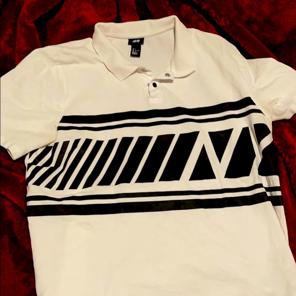 White and Black polo.